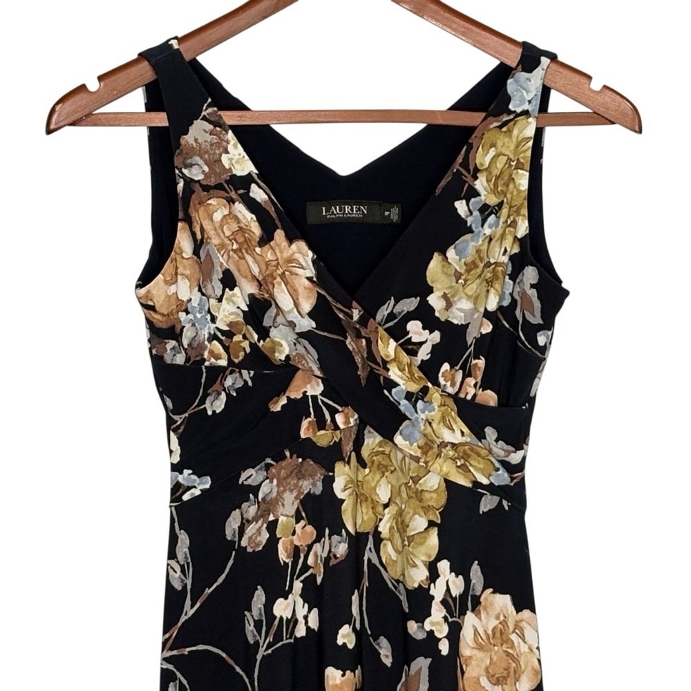 Ralph Lauren Black Label Petite Floral Sleeveless Jersey Maxi Dress Size 0P - Picture 6 of 14